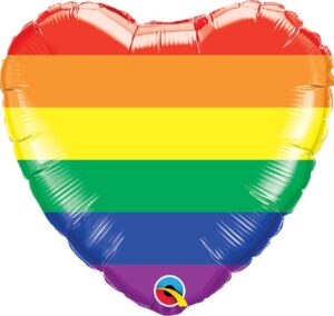 Herz Folienballon 43cm – Regenbogen matt