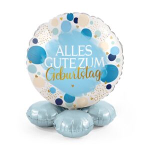 Ballon Bouquet „Alles Gute zum Geburtstag“ Blau 43 cm – Geburtstags Ballon für Mottopartys, mit Luft befüllbar