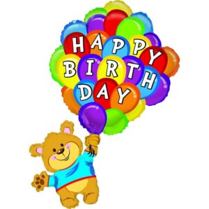 Teddy mit Ballonstrauß Happy Birthday 86cm
