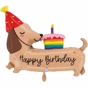 Dackel mit Partyhut Happy Birthday 109cm