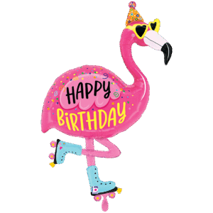 Flamingo mit Partyhut & Sonnebrille Happy Birthday 107cm